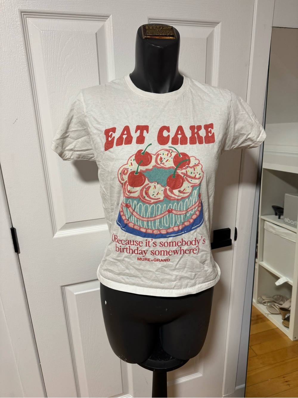 "Eat Cake" Graphic Tee in White